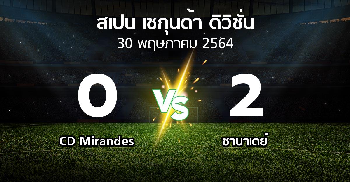 ผลบอล : CD Mirandes vs ซาบาเดย์ (สเปน-เซกุนด้า-ดิวิชั่น 2020-2021)