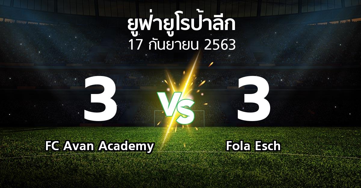 ผลบอล : FC Avan Academy vs Fola Esch (ยูฟ่า ยูโรป้าลีก 2020-2021)