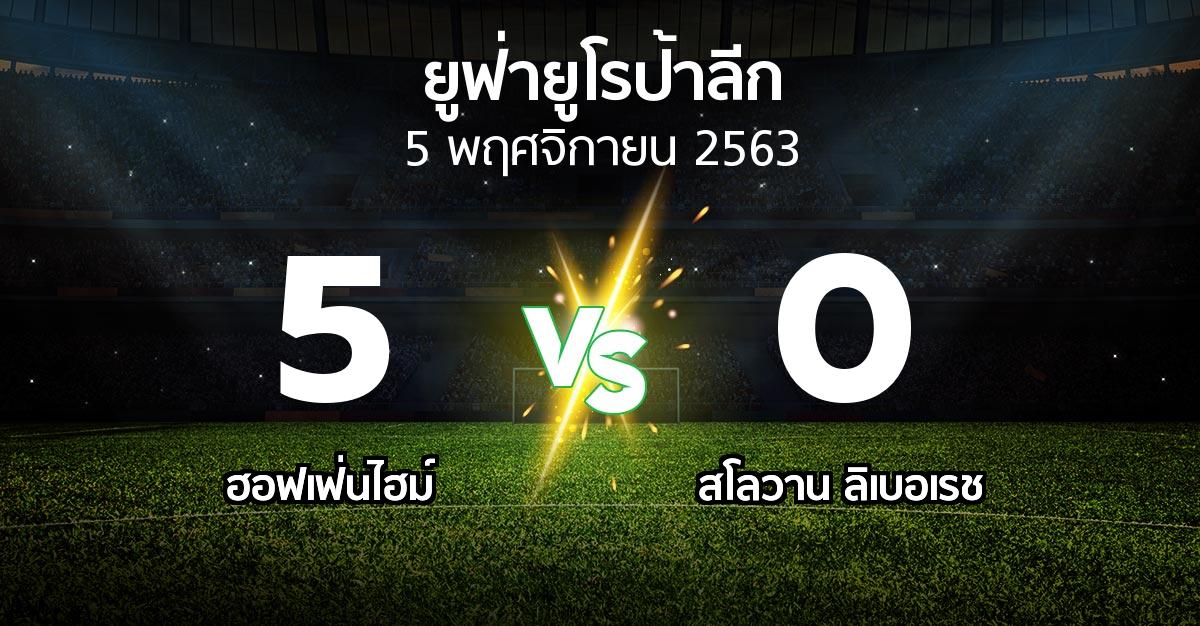 ผลบอล : ฮอฟเฟ่นไฮม์ vs สโลวาน ลิเบอเรช (ยูฟ่า ยูโรป้าลีก 2020-2021)