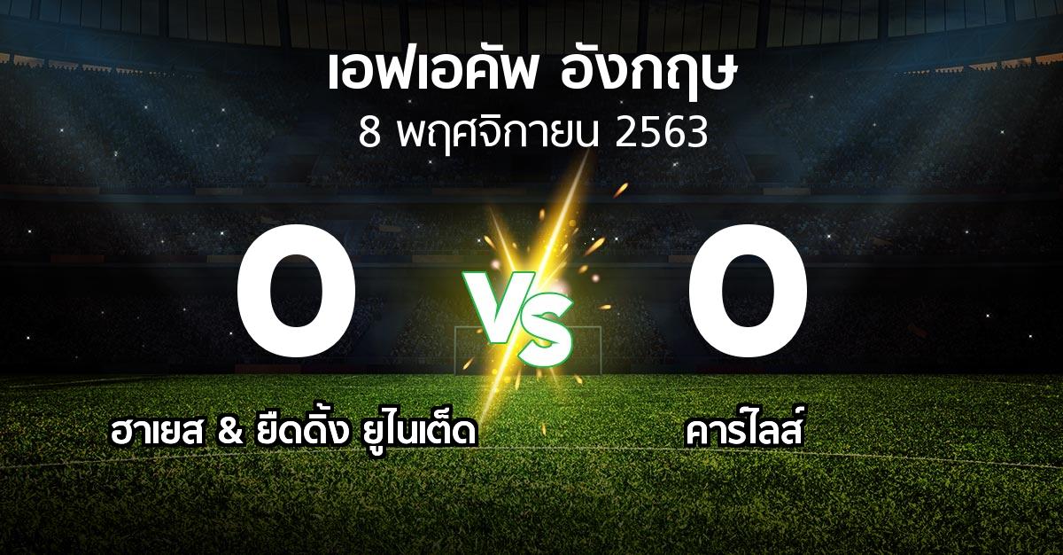 ผลบอล : ฮาเยส & ยืดดิ้ง ยูไนเต็ด vs คาร์ไลส์ (เอฟเอ คัพ 2020-2021)