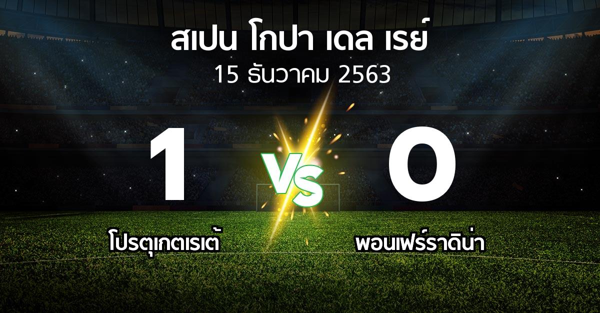 ผลบอล : โปรตุเกตเรเต้ vs พอนเฟร์ราดิน่า (สเปน-โกปาเดลเรย์ 2020-2021)