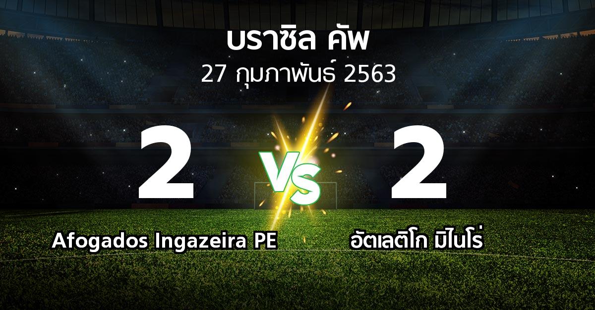 ผลบอล : Afogados Ingazeira PE vs อัตเลติโก มิไนโร่ (บราซิล-คัพ 2020-2021)