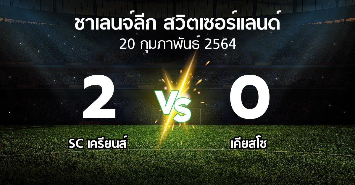 ผลบอล : SC เครียนส์ vs เคียสโซ (ชาเลนจ์-ลีก-สวิตเซอร์แลนด์ 2020-2021)