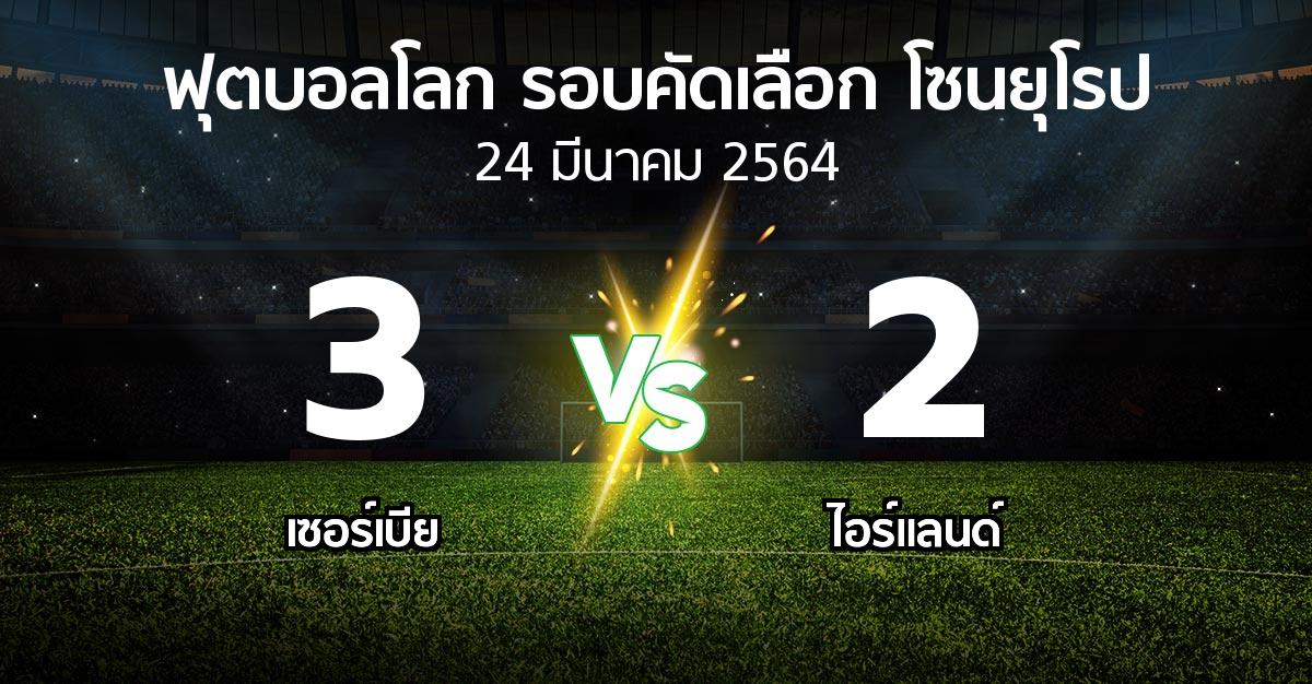 ผลบอล : เซอร์เบีย vs ไอร์แลนด์ (ฟุตบอลโลก-รอบคัดเลือก-โซนยุโรป 2021)