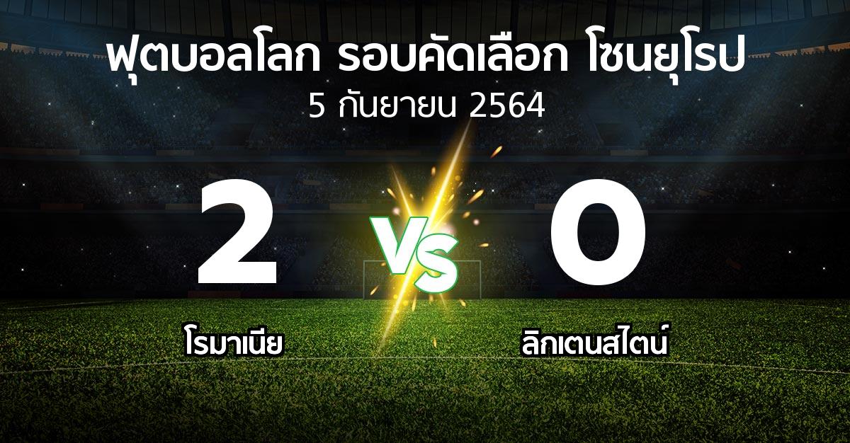 ผลบอล : โรมาเนีย vs ลิกเตนสไตน์ (ฟุตบอลโลก-รอบคัดเลือก-โซนยุโรป 2021)