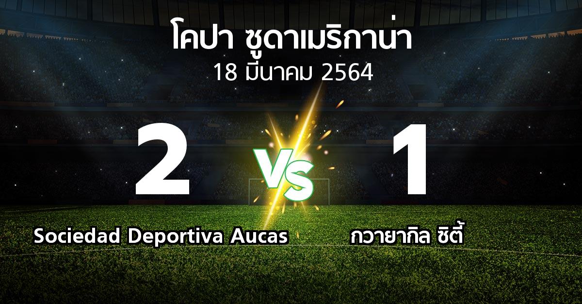 ผลบอล : Sociedad Deportiva Aucas vs กวายากิล ซิตี้ (โคปา-ซูดาเมริกาน่า 2021-2022)