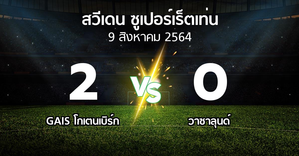 ผลบอล : GAIS vs วาซาลุนด์ (สวีเดน-ซูเปอร์เร็ตเท่น 2021)