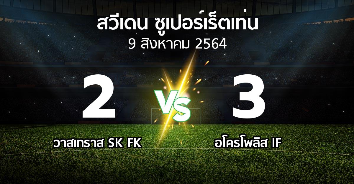 ผลบอล : วาสเทราส SK FK vs อโครโพลิส IF (สวีเดน-ซูเปอร์เร็ตเท่น 2021)