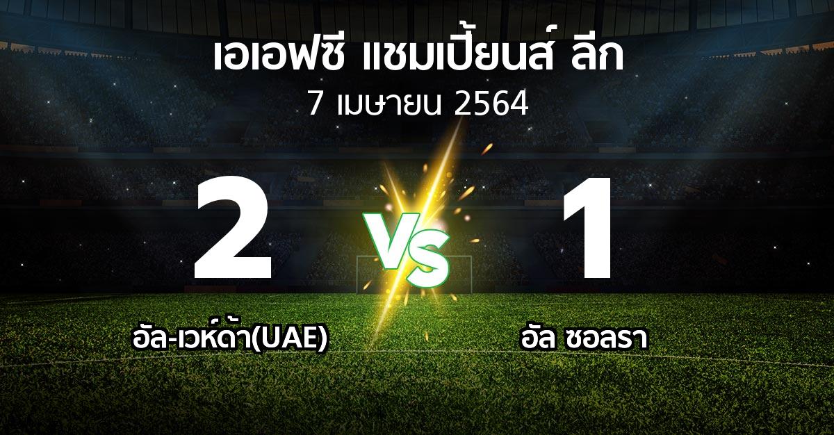 ผลบอล : อัล-เวห์ด้า(UAE) vs อัล ซอลรา (เอเอฟซีแชมเปี้ยนส์ลีก 2021)