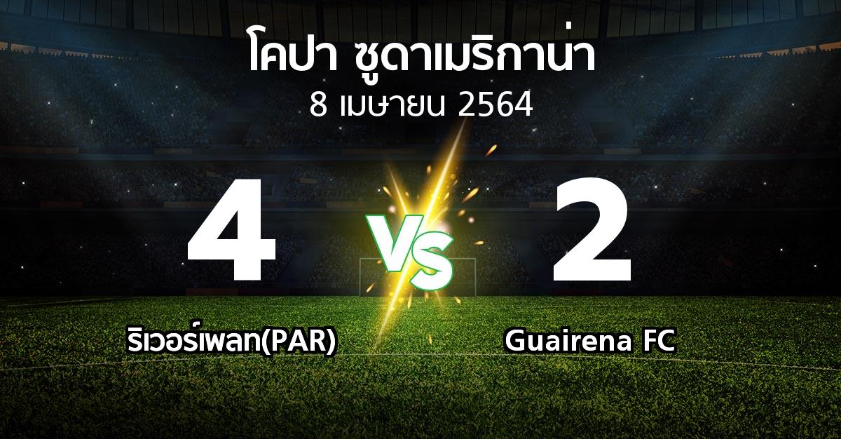 ผลบอล : ริเวอร์เพลท(PAR) vs Guairena FC (โคปา-ซูดาเมริกาน่า 2021-2022)