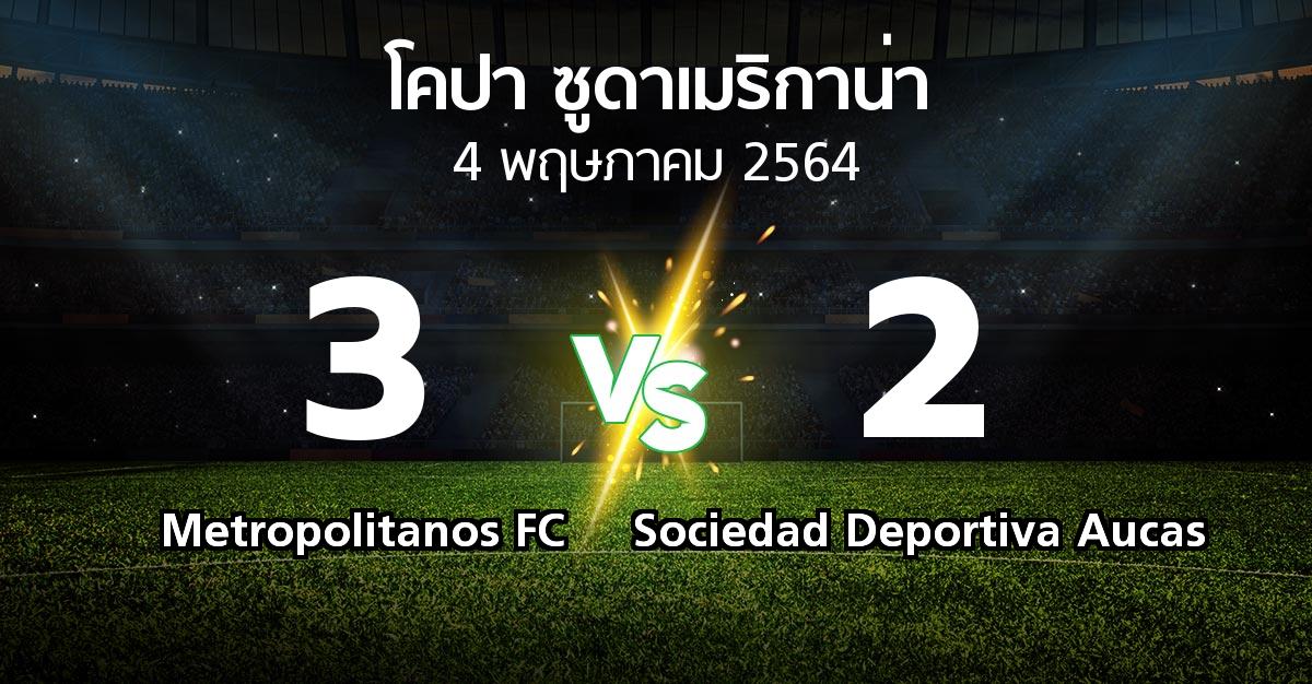 ผลบอล : Metropolitanos FC vs Sociedad Deportiva Aucas (โคปา-ซูดาเมริกาน่า 2021-2022)