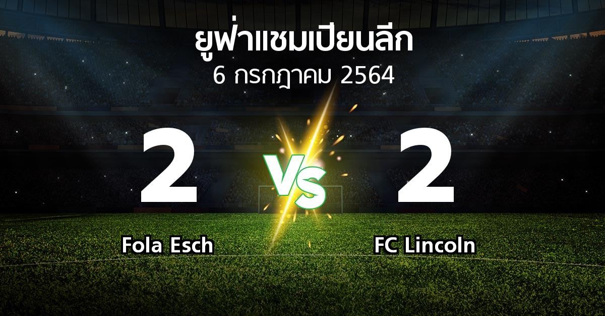 ผลบอล : Fola Esch vs FC Lincoln (ยูฟ่า แชมเปียนส์ลีก 2021-2022)