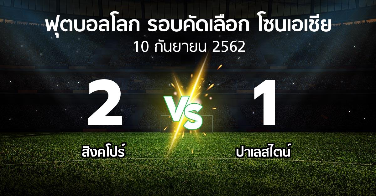 ผลบอล : สิงคโปร์ vs ปาเลสไตน์ (ฟุตบอลโลก-รอบคัดเลือก-โซนเอเชีย 2019-2022)