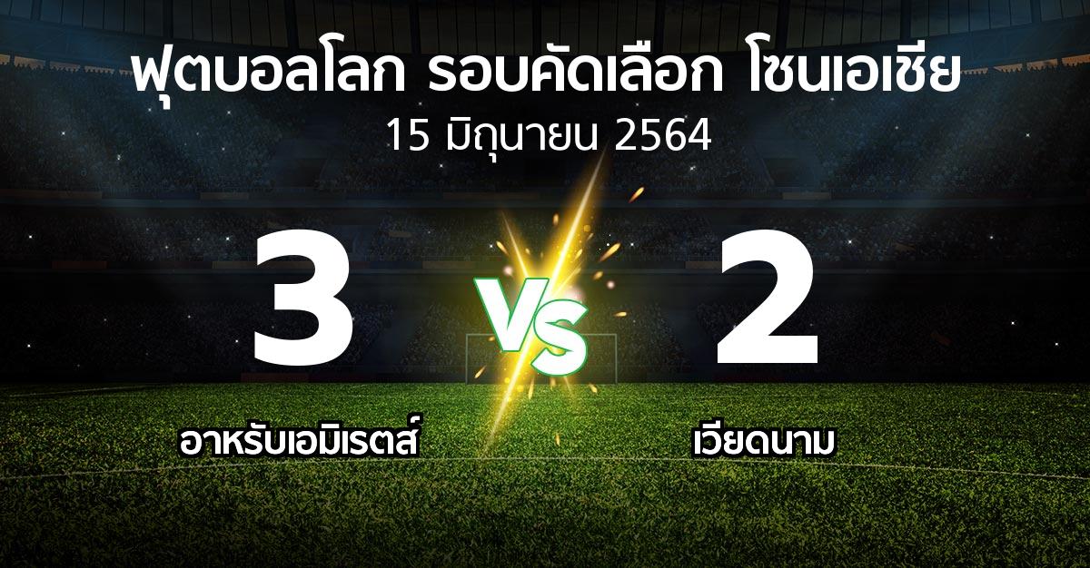 ผลบอล : อาหรับเอมิเรตส์ vs เวียดนาม (ฟุตบอลโลก-รอบคัดเลือก-โซนเอเชีย 2019-2022)