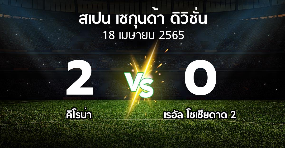 ผลบอล : คิโรน่า vs เรอัล โซเซียดาด 2 (สเปน-เซกุนด้า-ดิวิชั่น 2021-2022)