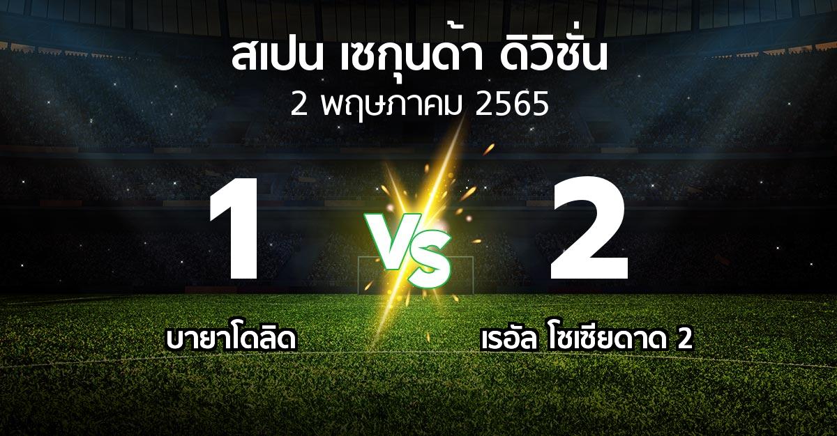 ผลบอล : เรอัล บายาโดลิด vs เรอัล โซเซียดาด 2 (สเปน-เซกุนด้า-ดิวิชั่น 2021-2022)