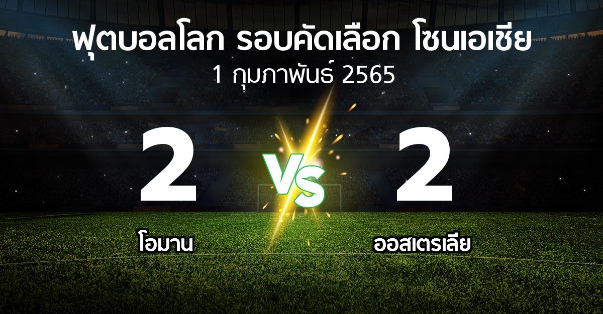 ผลบอล : โอมาน vs ออสเตรเลีย (ฟุตบอลโลก-รอบคัดเลือก-โซนเอเชีย 2019-2022)