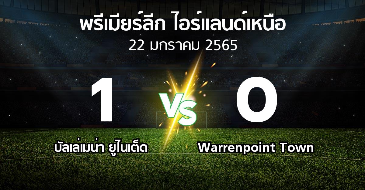 ผลบอล : บัลเล่เมน่า ยูไนเต็ด vs Warrenpoint Town (พรีเมียร์ลีก-ไอร์แลนด์เหนือ 2021-2022)
