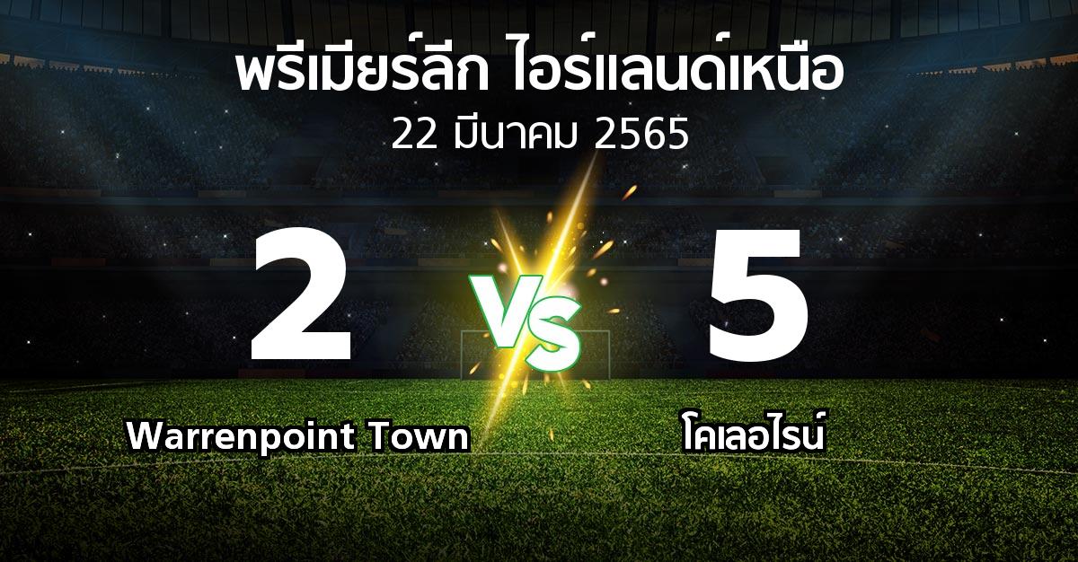 ผลบอล : Warrenpoint Town vs โคเลอไรน์ (พรีเมียร์ลีก-ไอร์แลนด์เหนือ 2021-2022)
