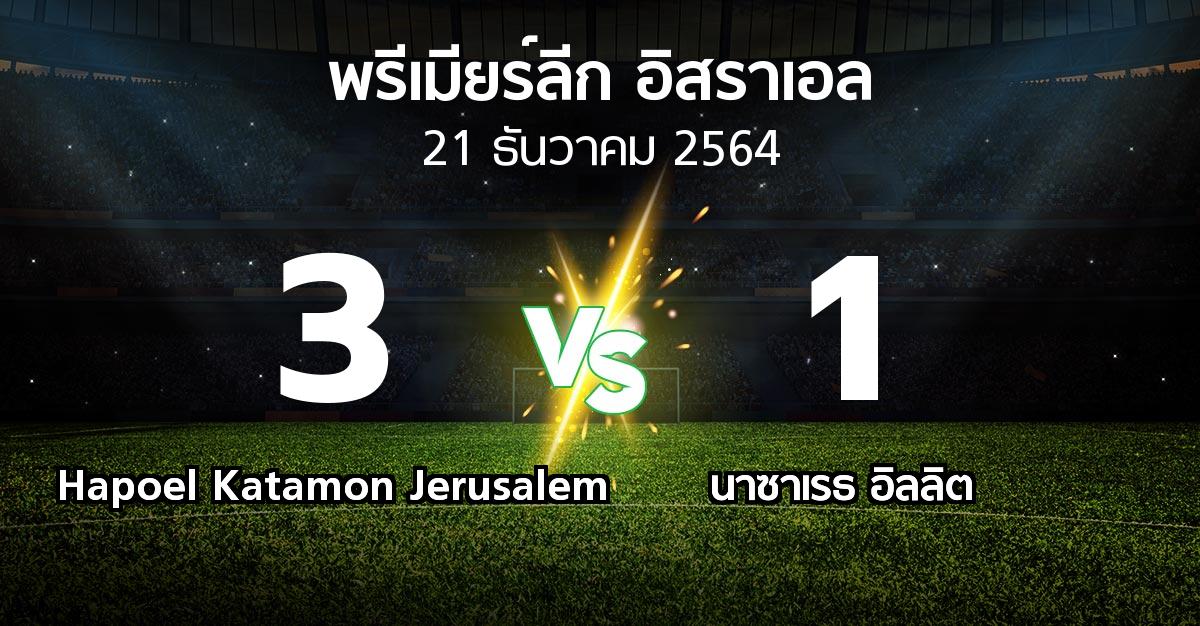 ผลบอล : Hapoel Katamon Jerusalem vs นาซาเรธ อิลลิต (พรีเมียร์ลีก-อิสราเอล 2021-2022)