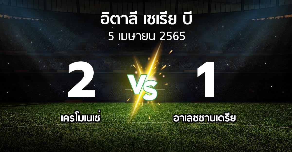 ผลบอล : เครโมเนเซ่ vs อาเลซซานเดรีย (อิตาลี-เซเรีย-บี 2021-2022)