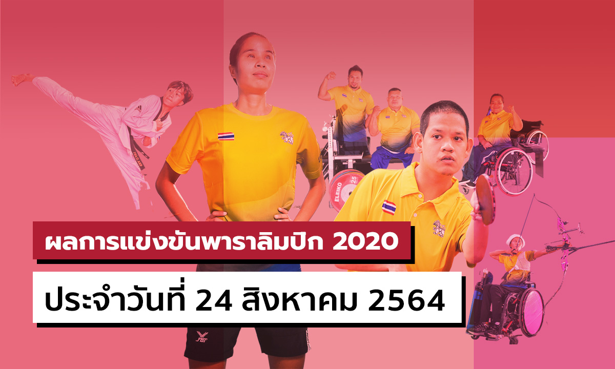 สรุปผลการแข่งขันกีฬาพาราลิมปิกเกมส์ 2020 ประจำวันที่ 24 สิงหาคม 2564