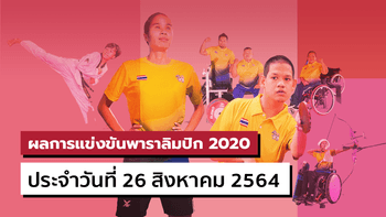 สรุปผลการแข่งขันกีฬาพาราลิมปิกเกมส์ 2020 ประจำวันที่ 26 สิงหาคม 2564