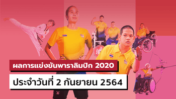 สรุปผลการแข่งขันกีฬาพาราลิมปิกเกมส์ 2020 ประจำวันที่ 2 กันยายน 2564