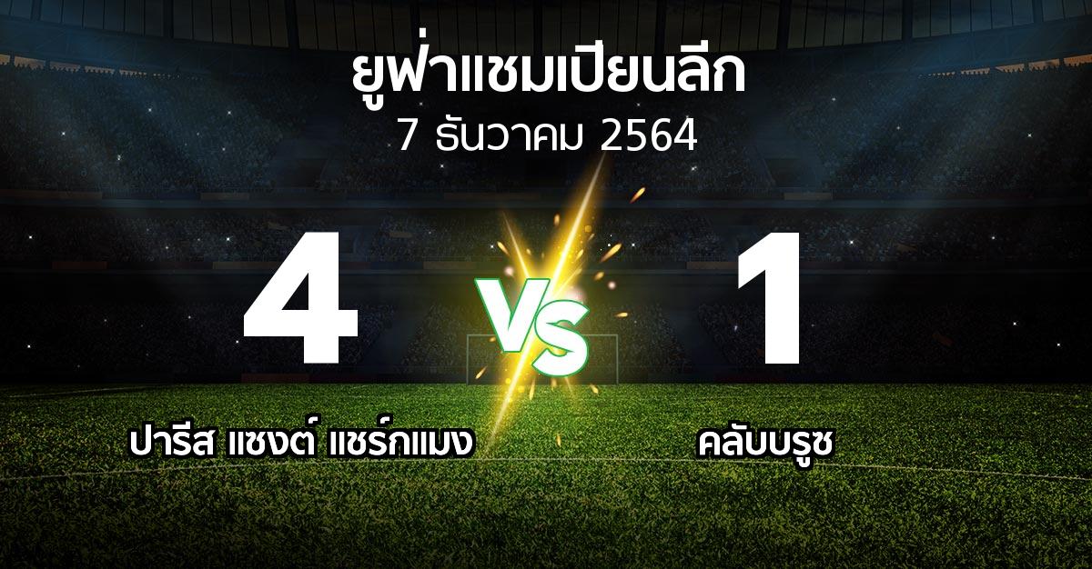 ผลบอล : เปแอสเช vs คลับบรูซ (ยูฟ่า แชมเปียนส์ลีก 2021-2022)