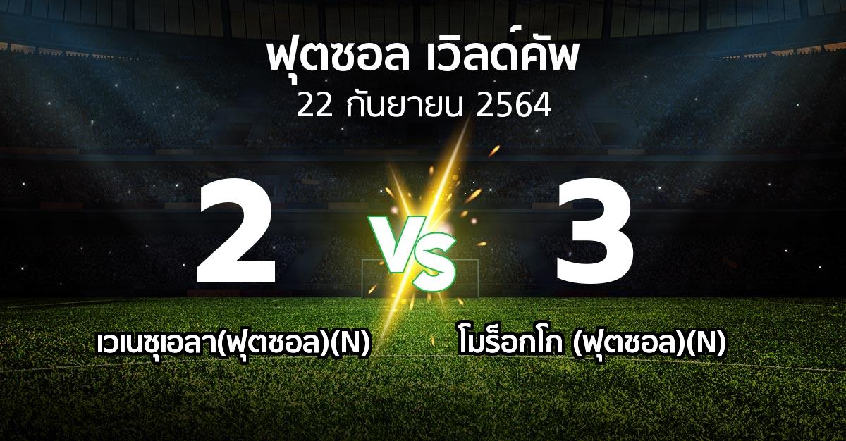 ผลบอล : เวเนซุเอลา(ฟุตซอล)(N) vs โมร็อกโก (ฟุตซอล)(N) (ฟุตซอล-เวิลด์คัพ 2021)