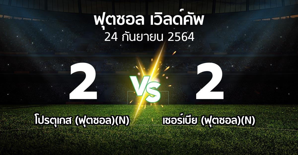 ผลบอล : โปรตุเกส (ฟุตซอล)(N) vs เซอร์เบีย (ฟุตซอล)(N) (ฟุตซอล-เวิลด์คัพ 2021)