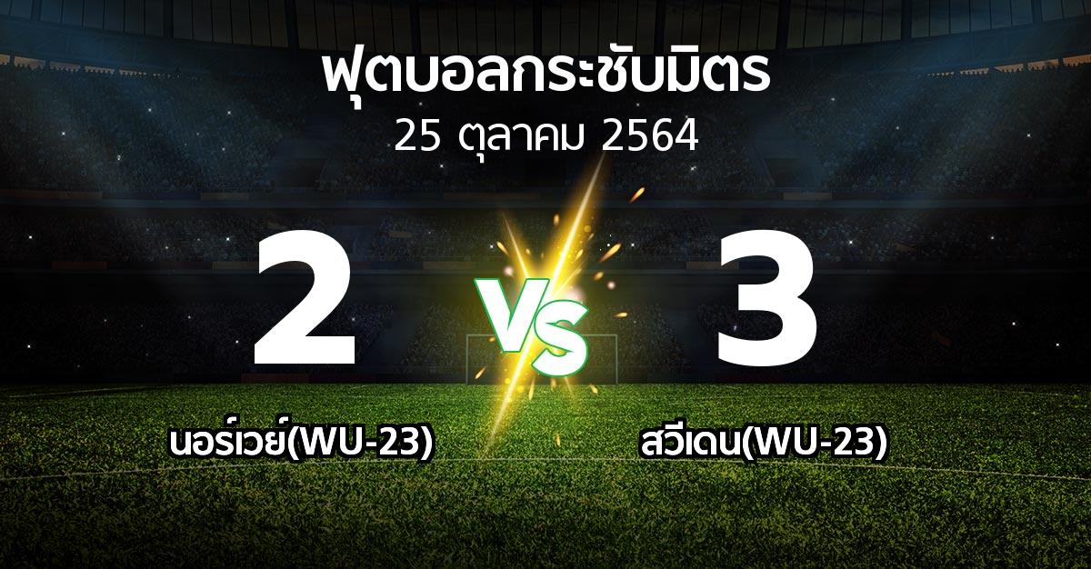 ผลบอล : นอร์เวย์(WU-23) vs สวีเดน(WU-23) (ฟุตบอลกระชับมิตร)