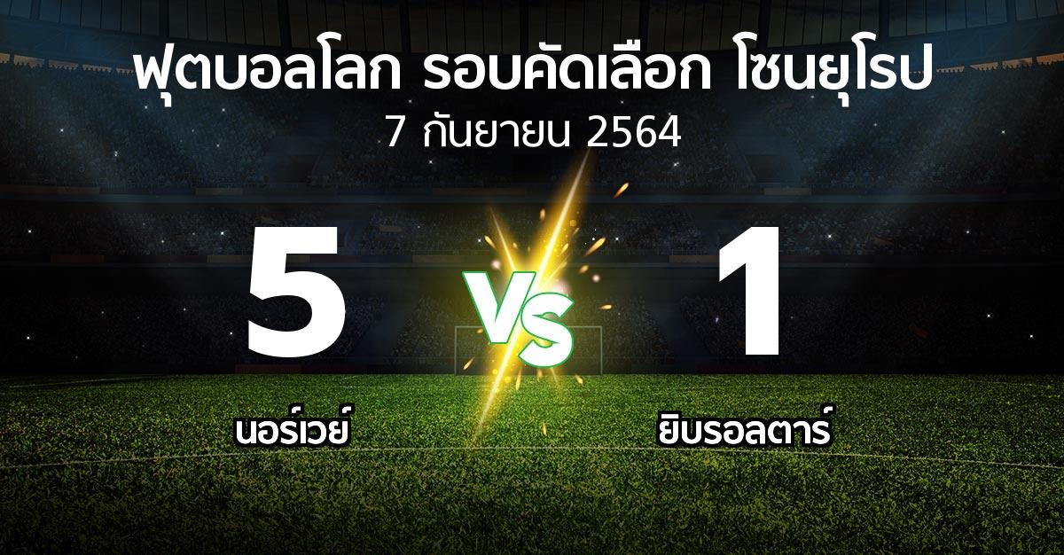 ผลบอล : นอร์เวย์ vs ยิบรอลตาร์ (ฟุตบอลโลก-รอบคัดเลือก-โซนยุโรป 2021-2022)