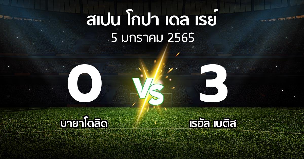 ผลบอล : เรอัล บายาโดลิด vs เรอัล เบติส (สเปน-โกปาเดลเรย์ 2021-2022)