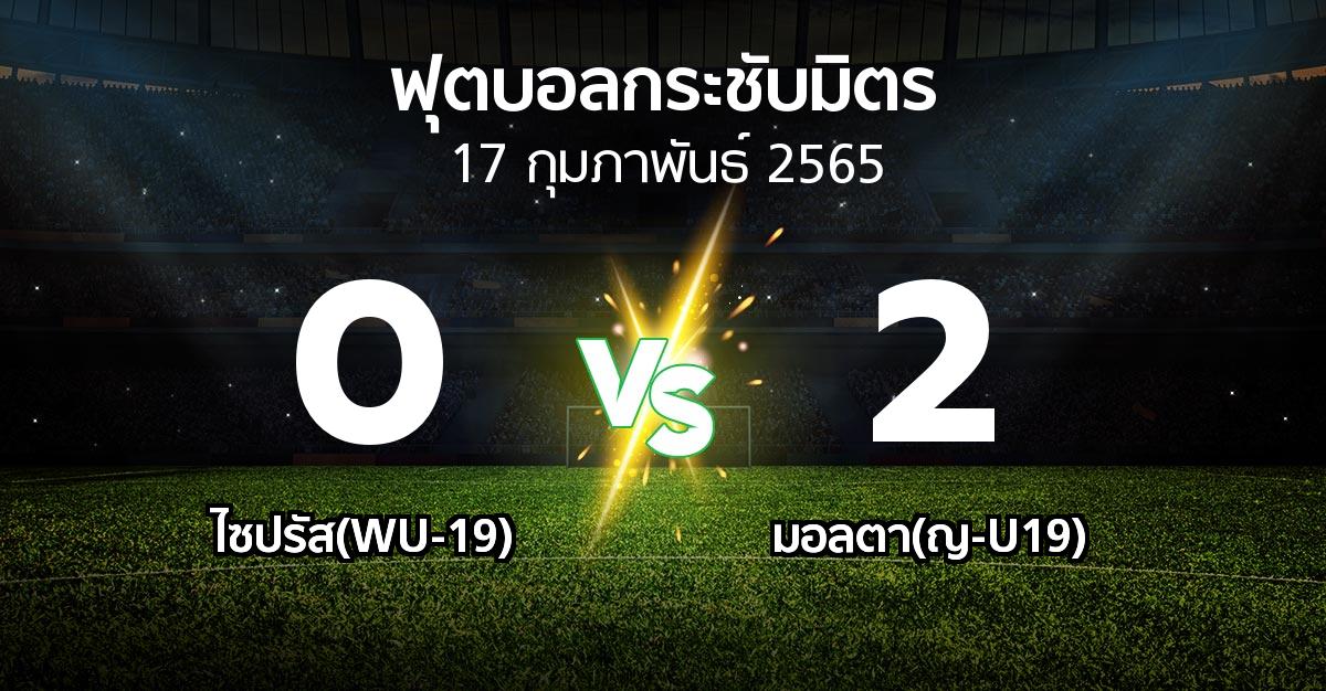 ผลบอล : ไซปรัส(WU-19) vs มอลตา(ญ-U19) (ฟุตบอลกระชับมิตร)