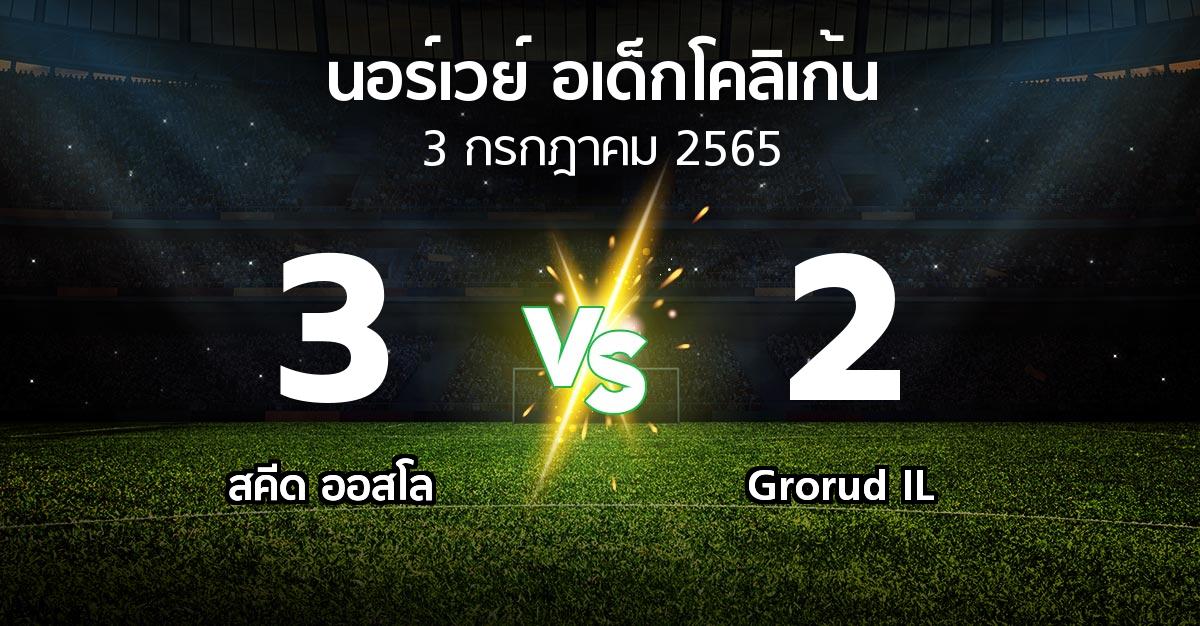 ผลบอล : สคีด ออสโล vs Grorud IL (นอร์เวย์-อเด็กโคลิเก้น 2022)