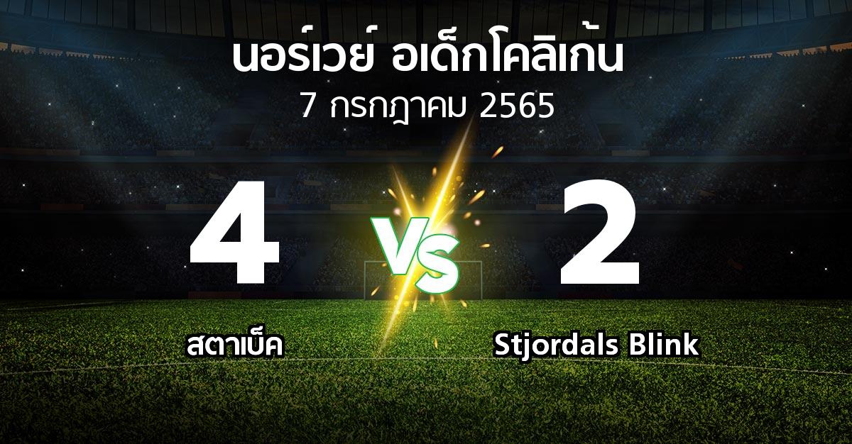 ผลบอล : สตาเบ็ค vs Stjordals Blink (นอร์เวย์-อเด็กโคลิเก้น 2022)