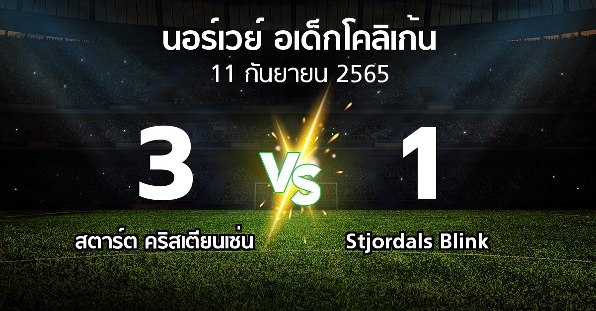 ผลบอล : สตาร์ต คริสเตียนเซ่น vs Stjordals Blink (นอร์เวย์-อเด็กโคลิเก้น 2022)
