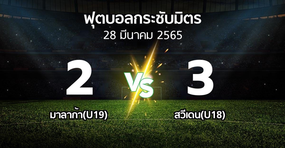 ผลบอล : มาลาก้า(U19) vs สวีเดน(U18) (ฟุตบอลกระชับมิตร)