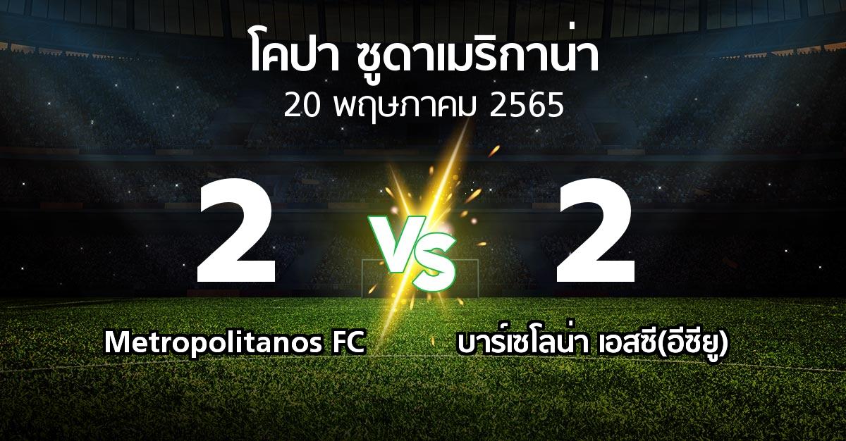 ผลบอล : Metropolitanos FC vs บาร์เซโลน่า เอสซี(อีซียู) (โคปา-ซูดาเมริกาน่า 2022)