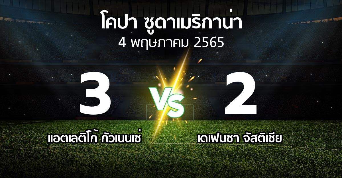 ผลบอล : แอตเลติโก้ กัวเนนเซ่ vs เดเฟนซา จัสติเชีย (โคปา-ซูดาเมริกาน่า 2022)