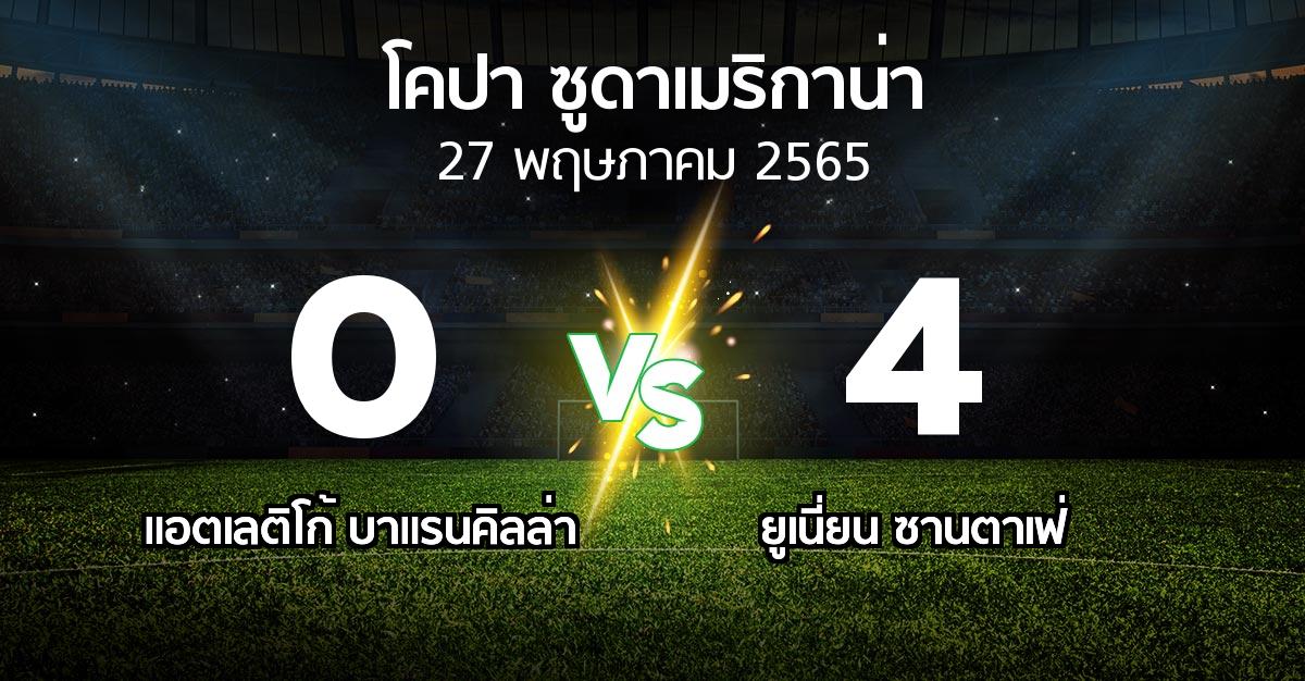 ผลบอล : แอตเลติโก้ บาแรนคิลล่า vs ยูเนี่ยน ซานตาเฟ่ (โคปา-ซูดาเมริกาน่า 2022)