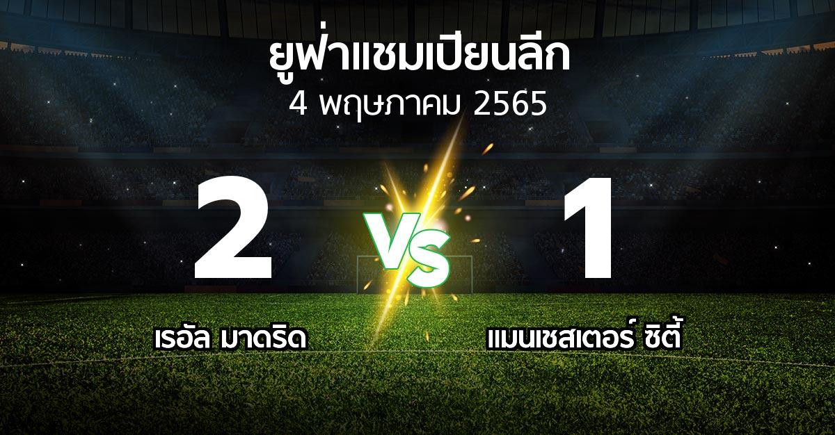 ผลบอล : เรอัล มาดริด vs แมนเชสเตอร์ ซิตี้ (ยูฟ่า แชมเปียนส์ลีก 2021-2022)