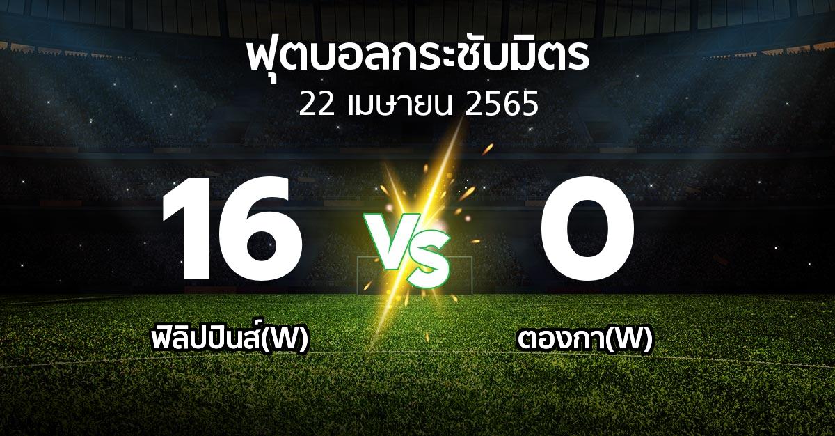 ผลบอล : ฟิลิปปินส์(W) vs ตองกา(W) (ฟุตบอลกระชับมิตร)