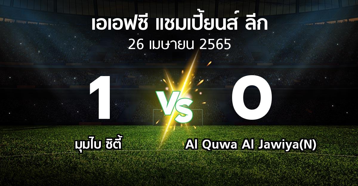 ผลบอล : มุมไบ ซิตี้ vs Al Quwa Al Jawiya(N) (เอเอฟซีแชมเปี้ยนส์ลีก 2022-2023)