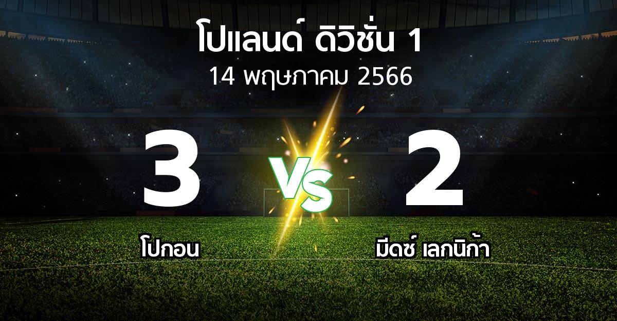 ผลบอล : โปกอน vs มีดซ์ เลกนิก้า (โปแลนด์-ดิวิชั่น-1 2022-2023)