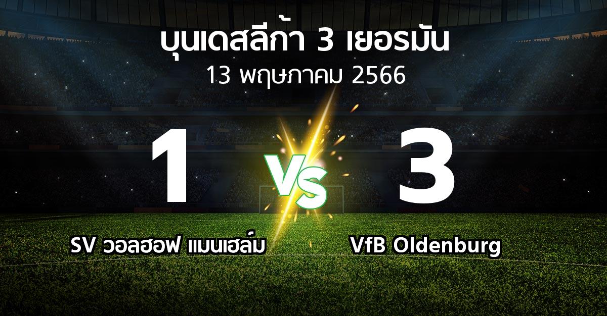 ผลบอล : SV วอลฮอฟ แมนเฮล์ม vs VfB Oldenburg (บุนเดสลีก้า-3-เยอรมัน 2022-2023)