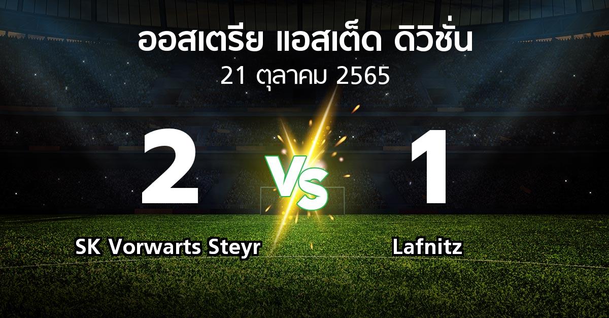 ผลบอล : SK Vorwarts Steyr vs Lafnitz (ออสเตรีย-แอสเต็ด-ดิวิชั่น 2022-2023)
