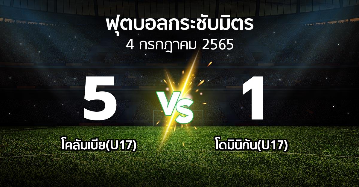 ผลบอล : โคลัมเบีย(U17) vs โดมินิกัน(U17) (ฟุตบอลกระชับมิตร)