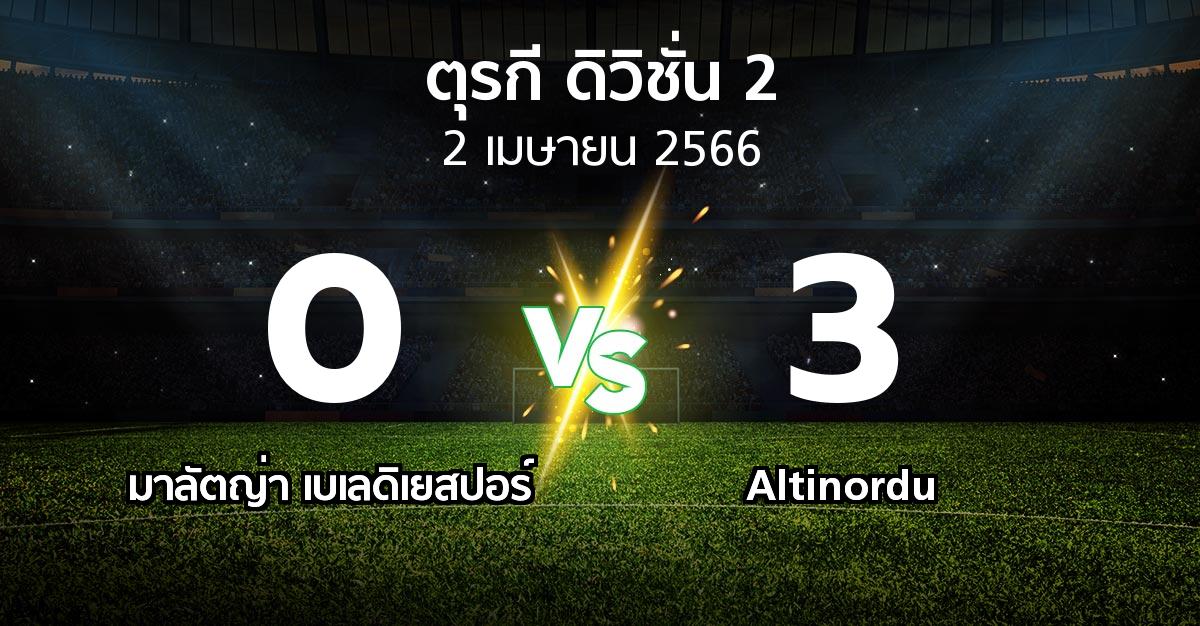 ผลบอล : มาลัตญ่า เบเลดิเยสปอร์ vs Altinordu (ตุรกี-ดิวิชั่น-2 2022-2023)